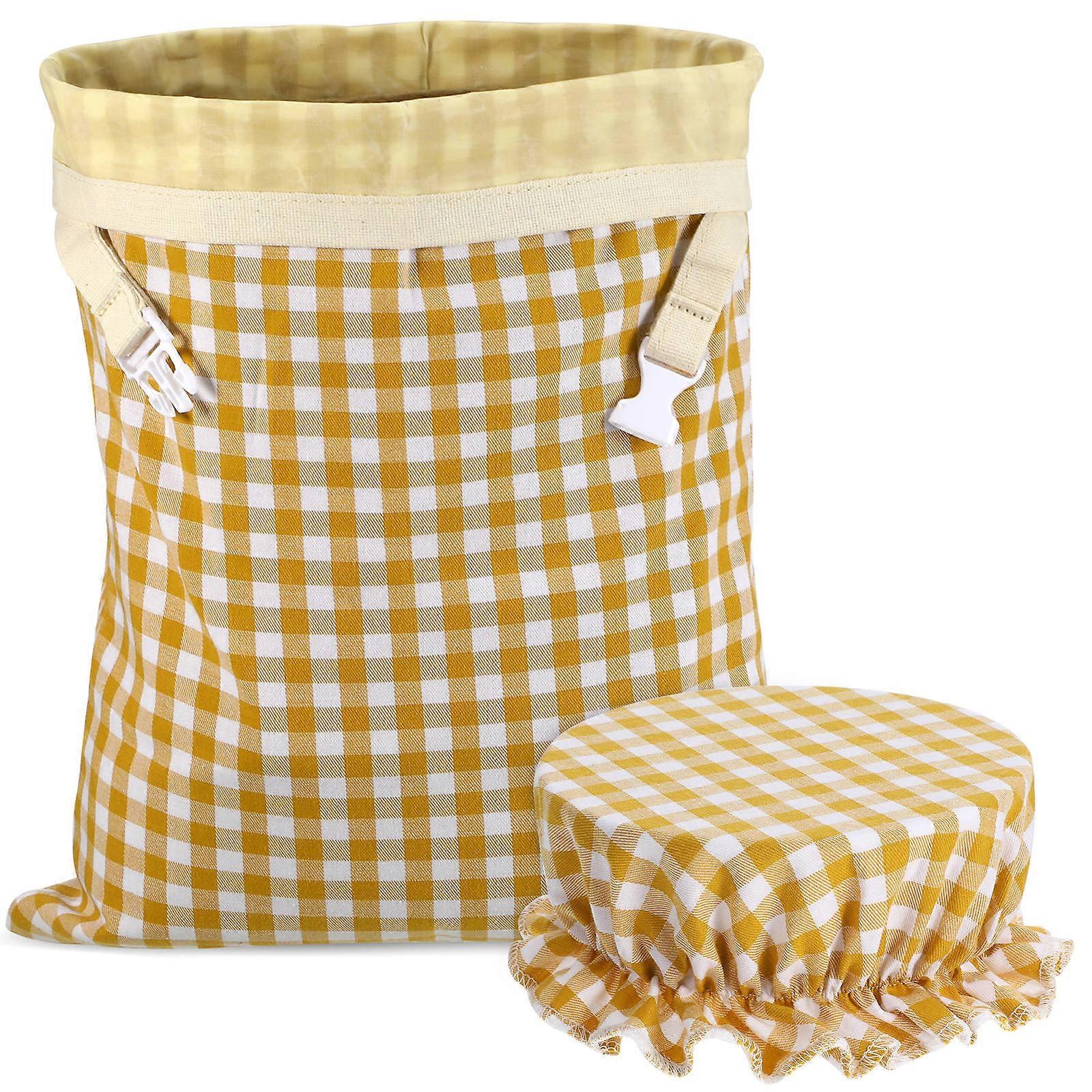 Reusable Beeswax Linen Bread Bag with Proofing Bowl Cover, Breathable Food Storage Pouch for Homemade Sourdough Loaves, Multipurpose Kitchen Accessory