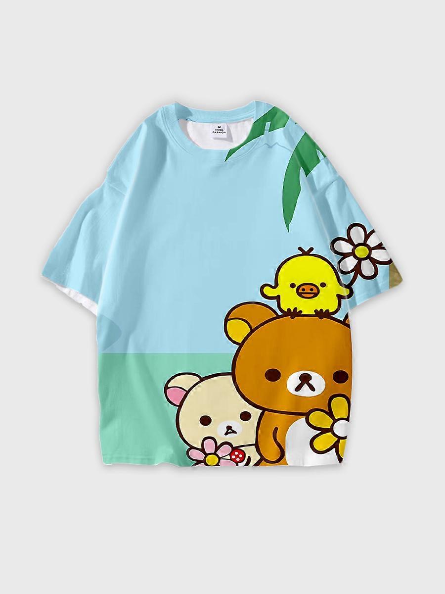 T-shirt round neck Cartoon Pattern loose short sleeve D3003