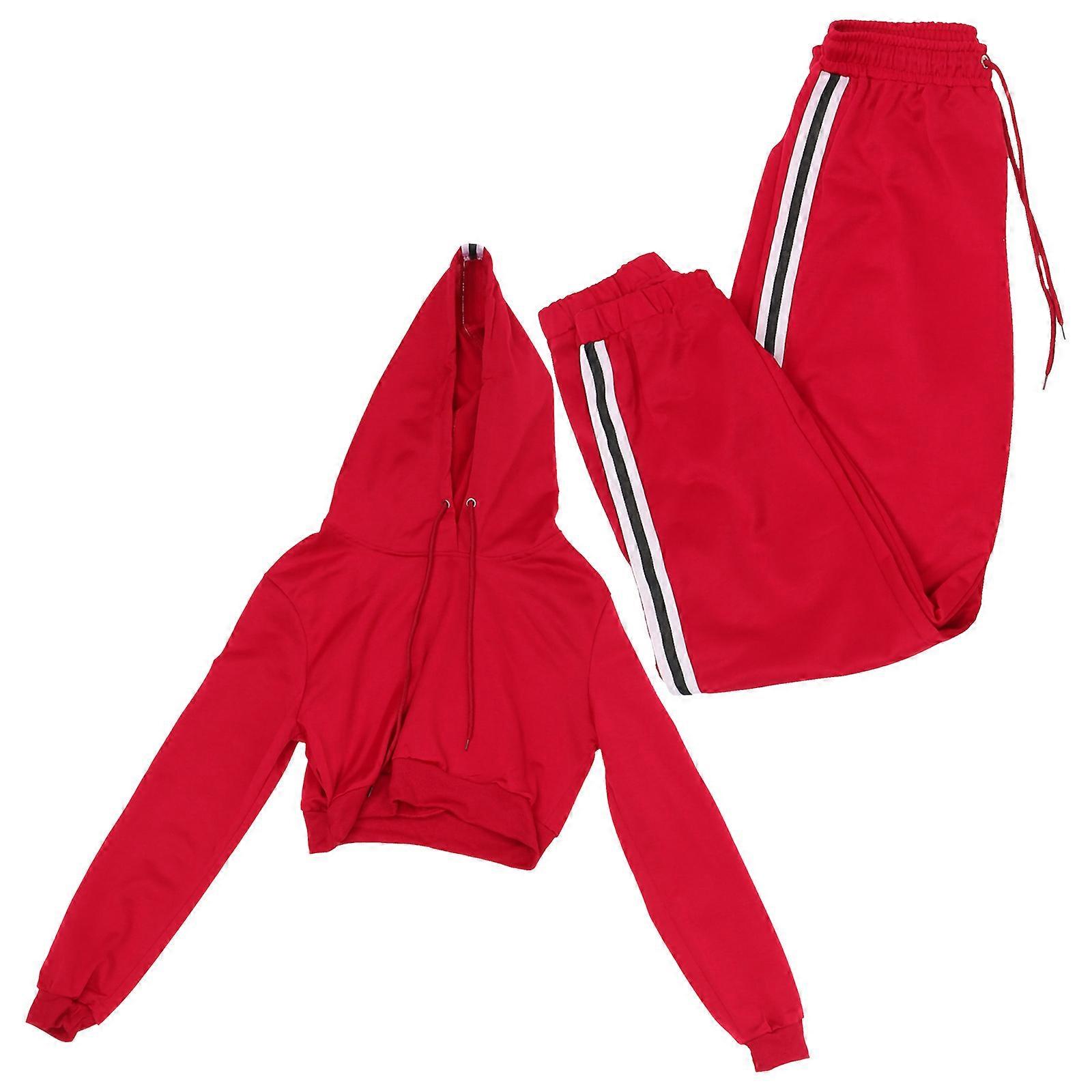 Women Short Hoodies Tracksuit Set with Comfortable Cotton Blend and Elastic Fit to L