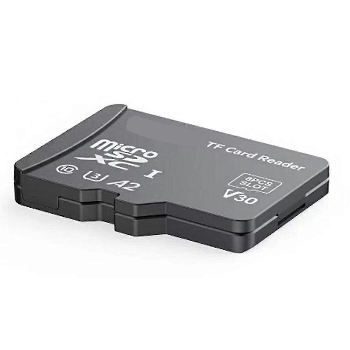 TF Card Reader with TF Card Appearance Design 8 TF Cards Slots Multifunctional High-Speed Memory Car