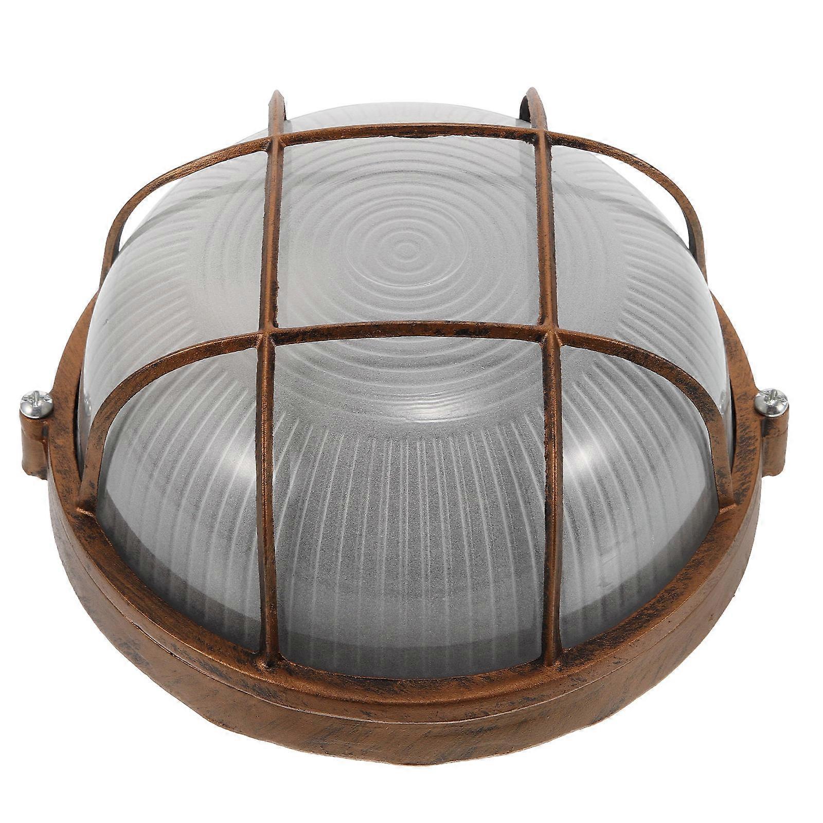 Oval Shape Simple Lampshade Decor Metal Lamp Shade Glass Cover For High Humidity Environments Front Door Lamp E27 Bulb Compatible 1Pcs