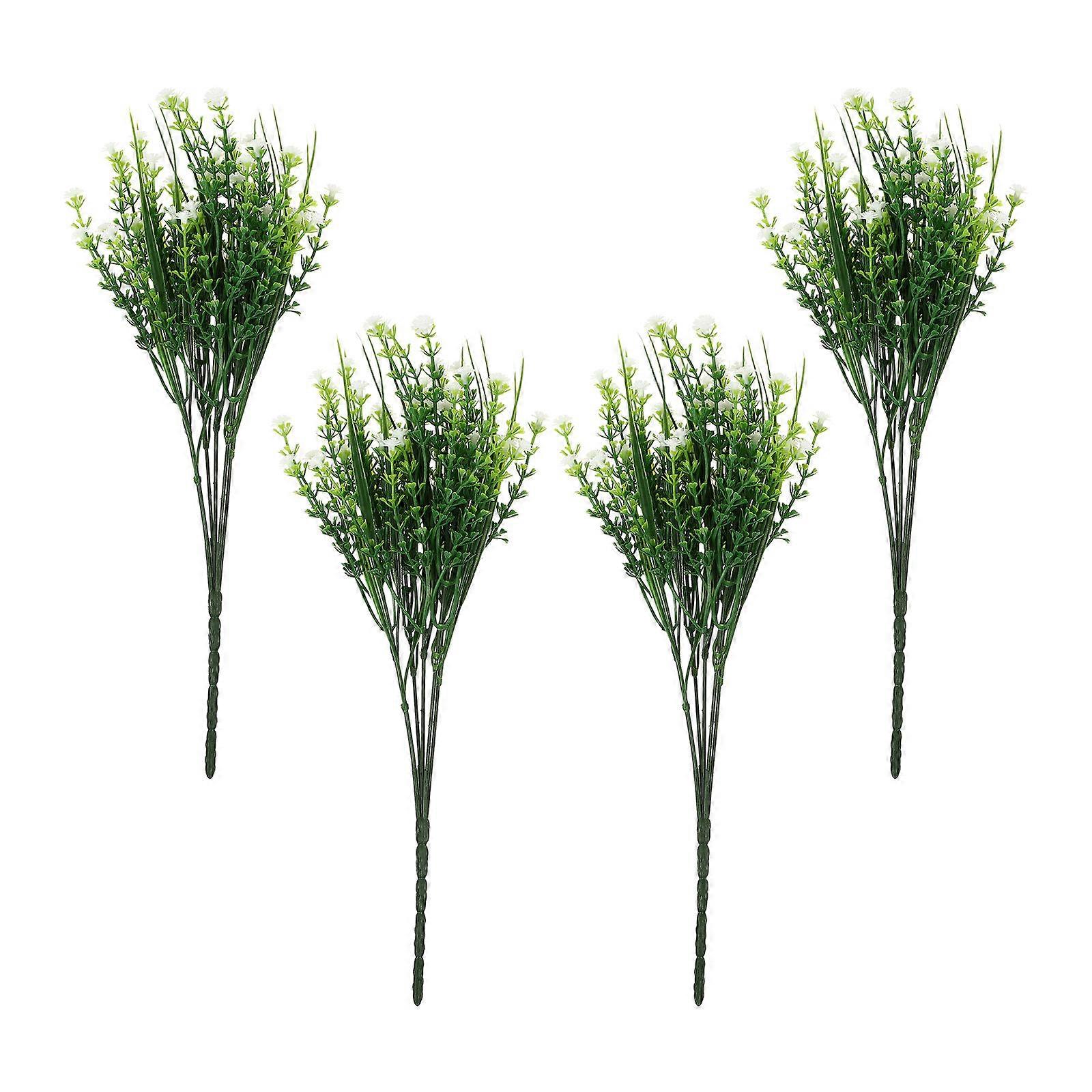 Artificial Flowers for Decor Made of Plastic White Color Lifelike Look 4PCS