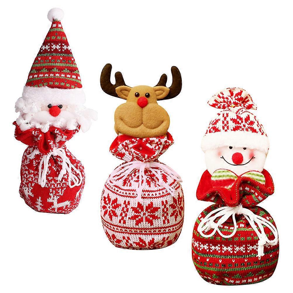 Small Fabric Pouches Festive Design Candy Holding Durable Reusable 3Pcs