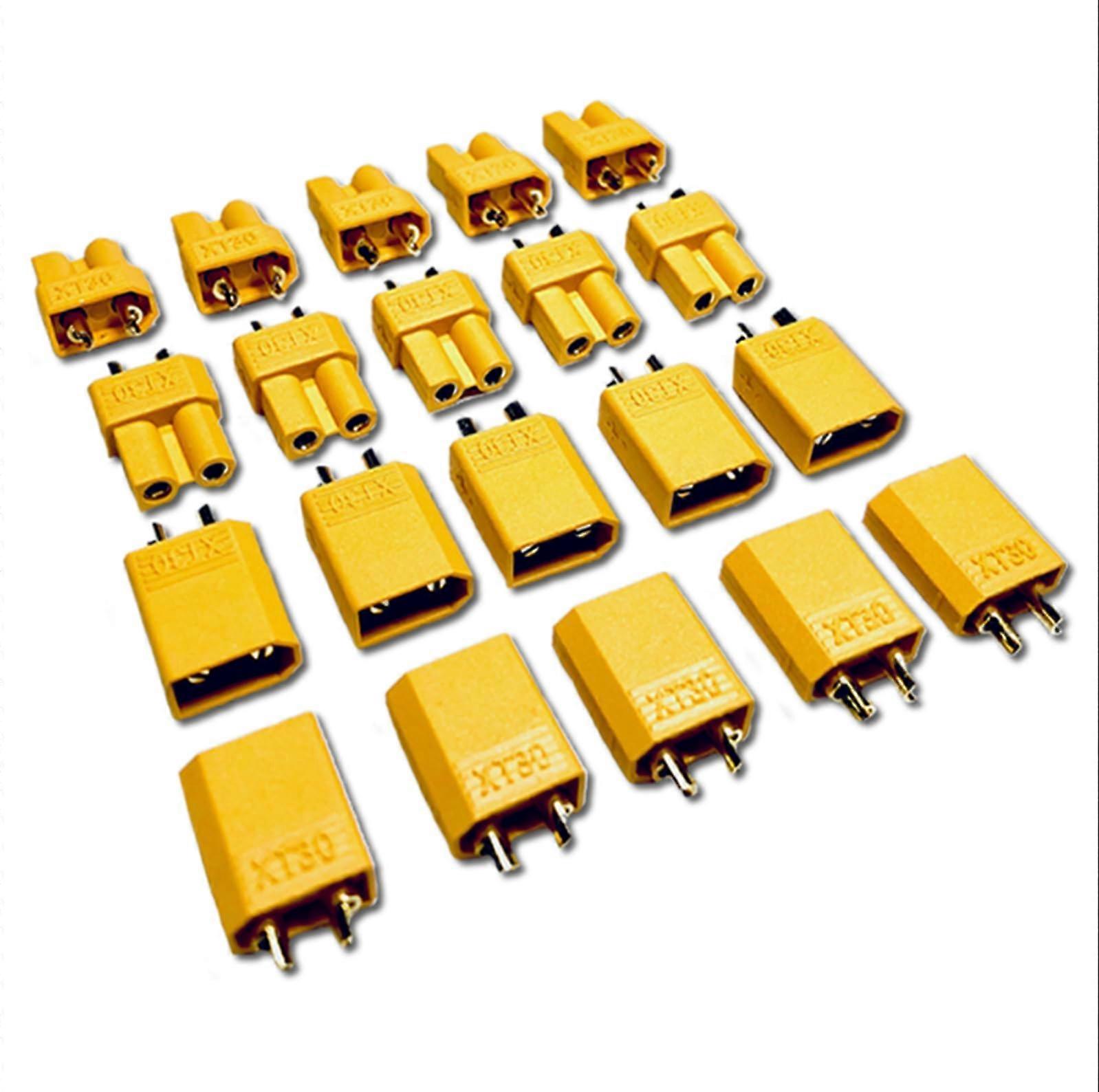 XT30 Premium 2Pin Connector Set 5 Pairs Gold Plated Round Plug for RC Lipo Battery 30A Model Building Yellow