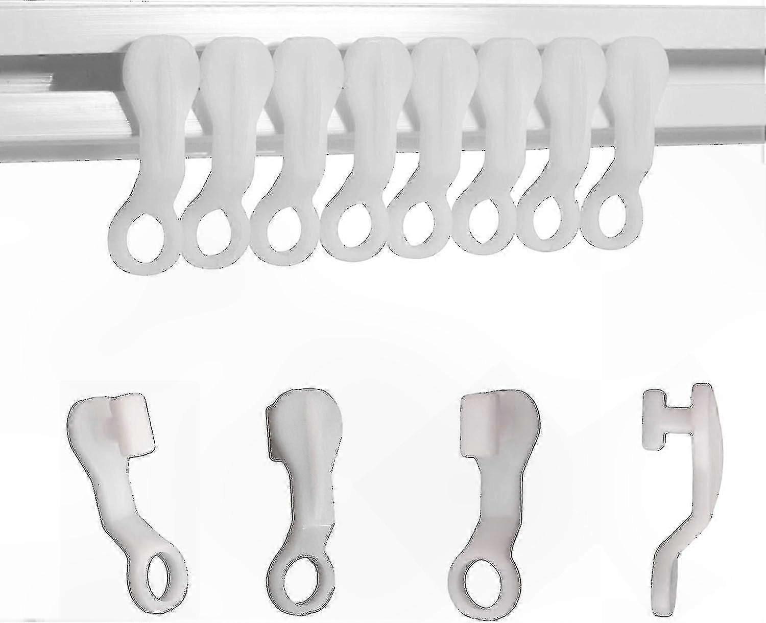 White Curtain Glider Hooks - 50 Pack for Smooth Operation