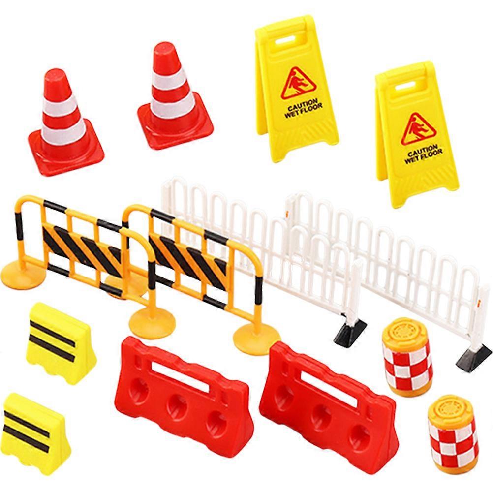 14Pcs Toy Traffic Cones and Barricade Signs Plastic Road Signs for Kids Boys and Girls