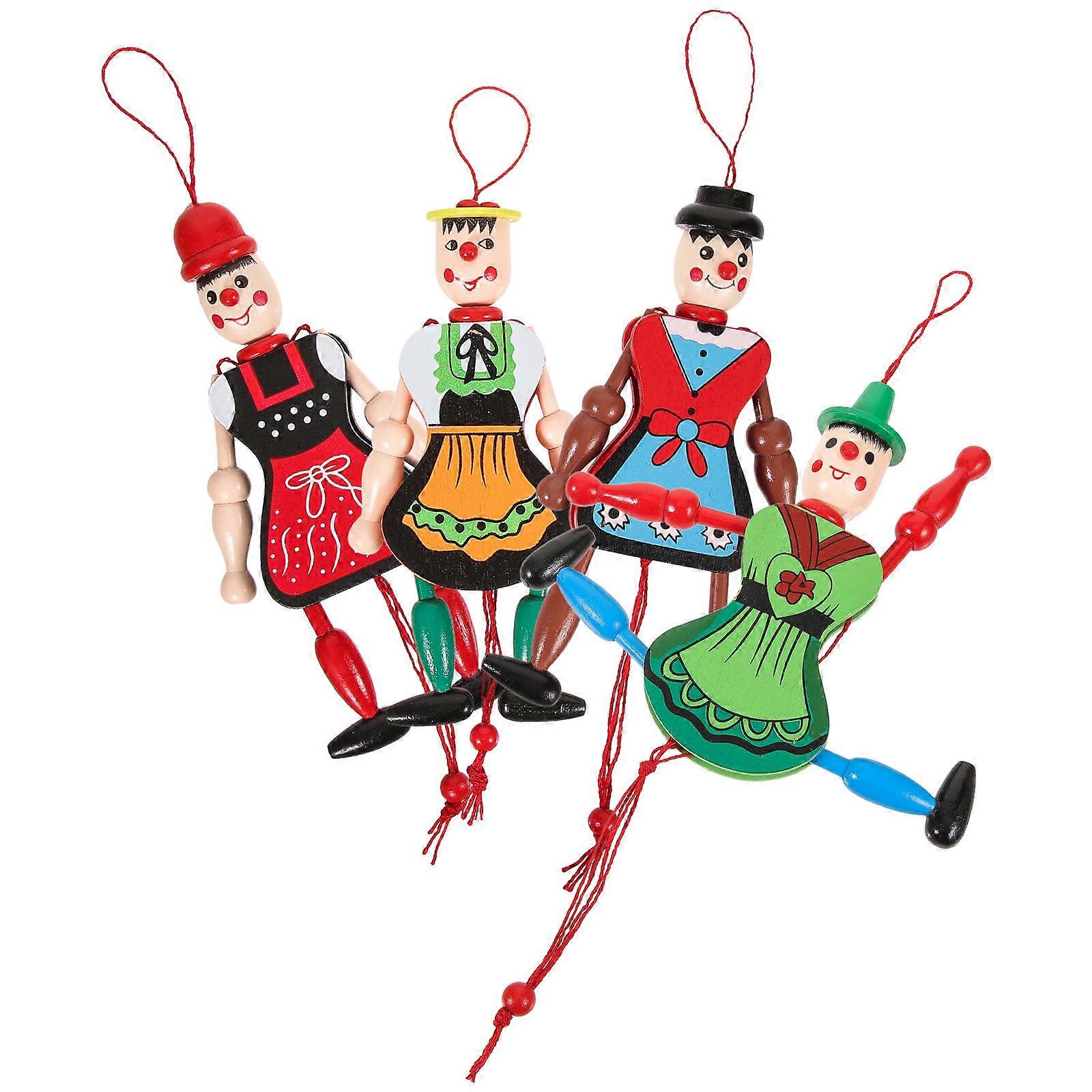 4pcs Wooden Puppet Doll Toys Margaretha Wooden Toys Hanging Puppet Toys Random Style