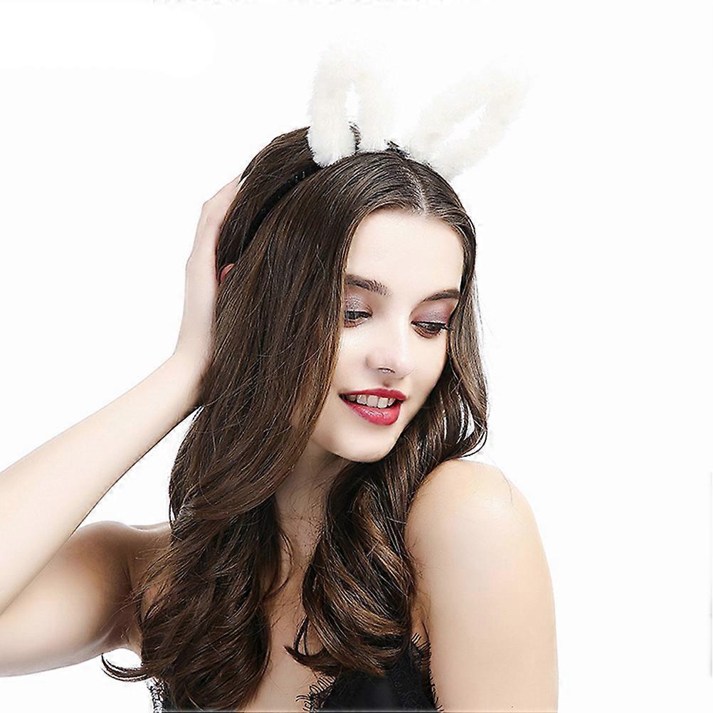 White Rabbit Ear Headband for Party Decor Made from Cloth Comfortable to Wear One Size Fits Most