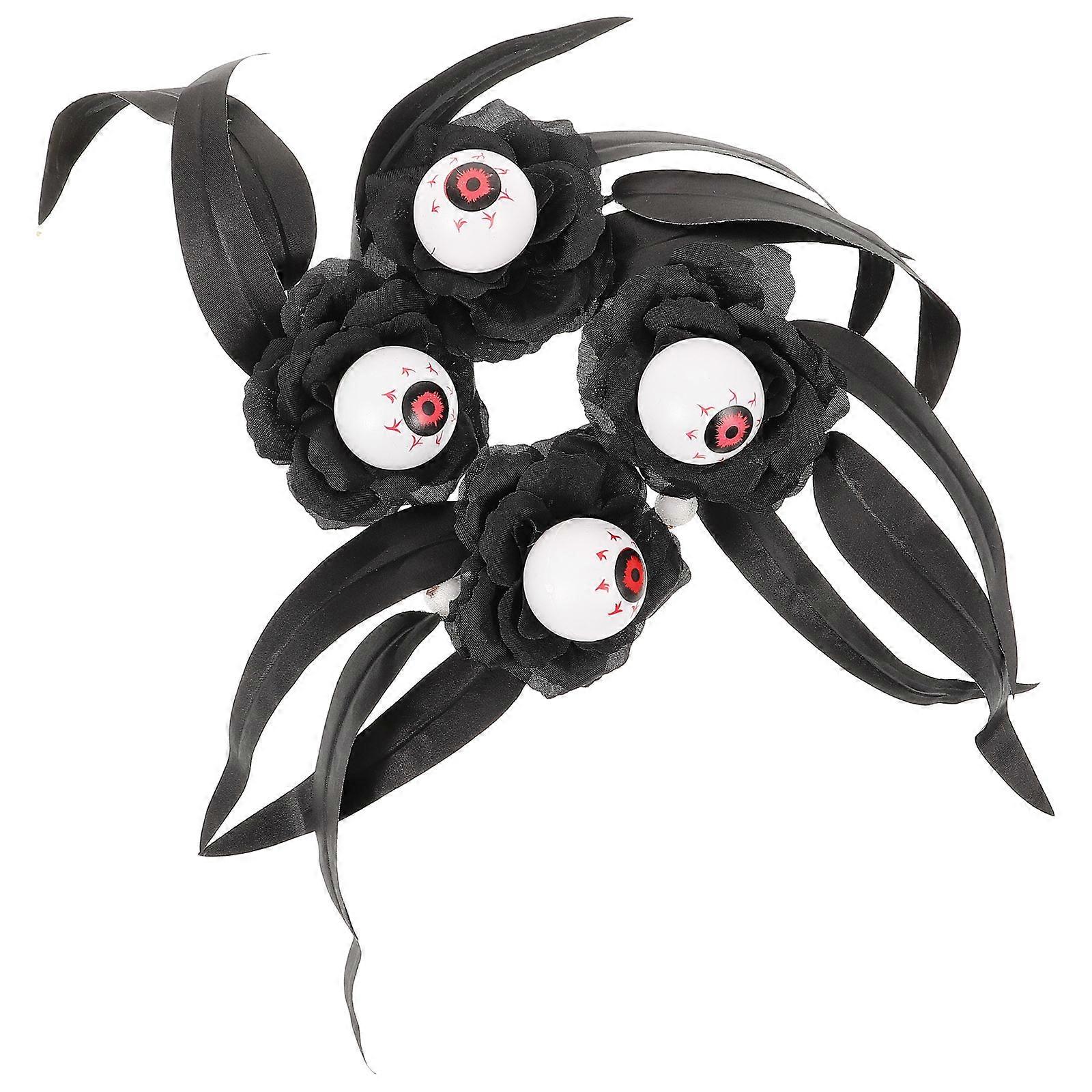 Halloween Atmosphere Creation Candle Ring Simulated Wreath Designed For Home Decor And Table Decoration Black Circular 1Set