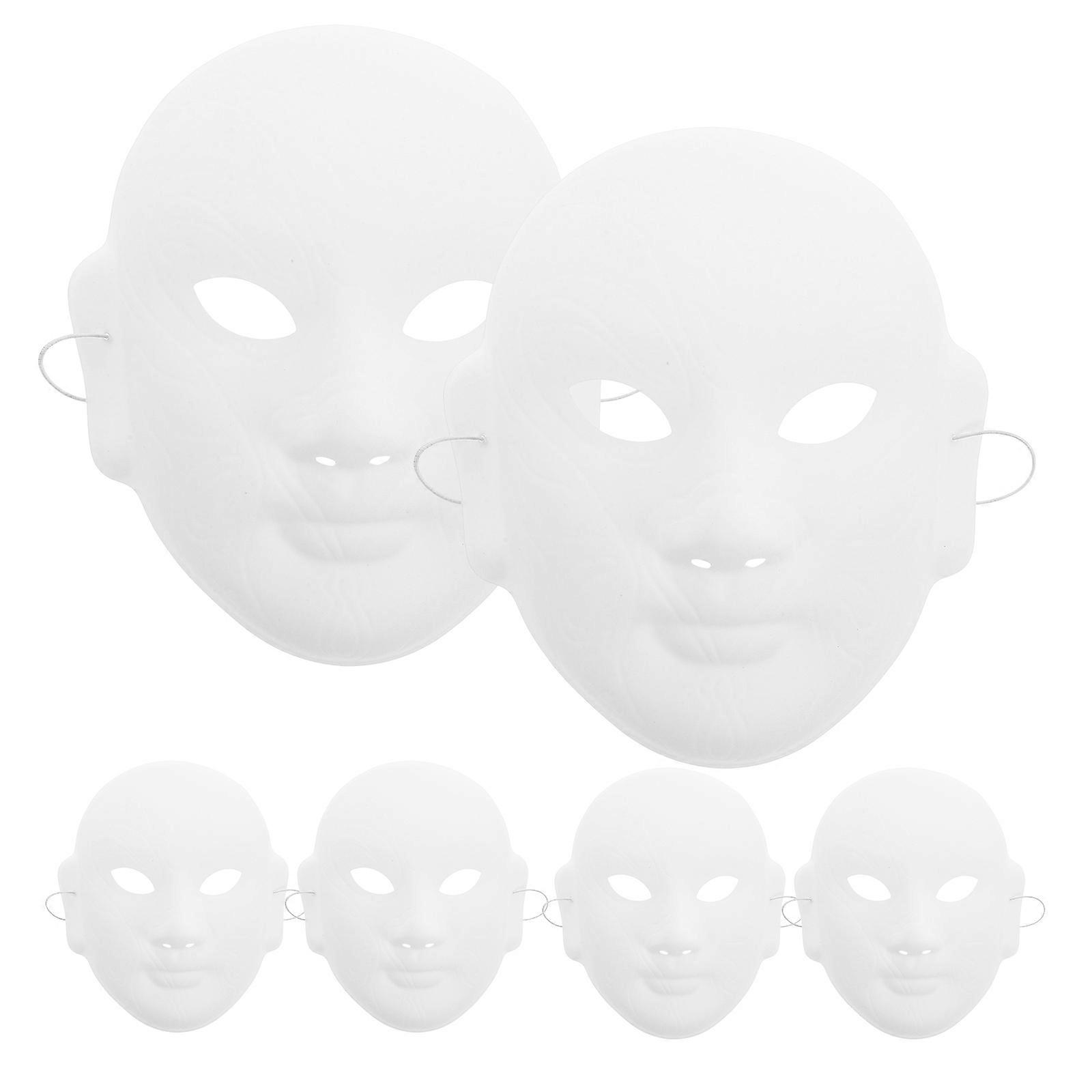 6pcs White Pulp Paper Masks, DIY Paintable Blank Face Masks for Cosplay, Halloween, Group Activities, Featuring Peking Opera Design for Creative