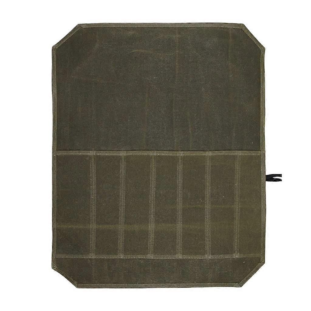 Scratch-Resistant Wet Wax Canvas Storage Bag With 7 Compartments Green Design Strap Precise Fine-Thread