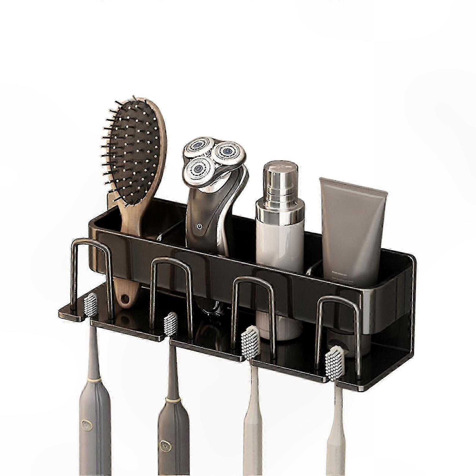 Wall Mounted Toothbrush Holder, Bathroom Organizer for Toothbrush, Toothpaste, and Cups