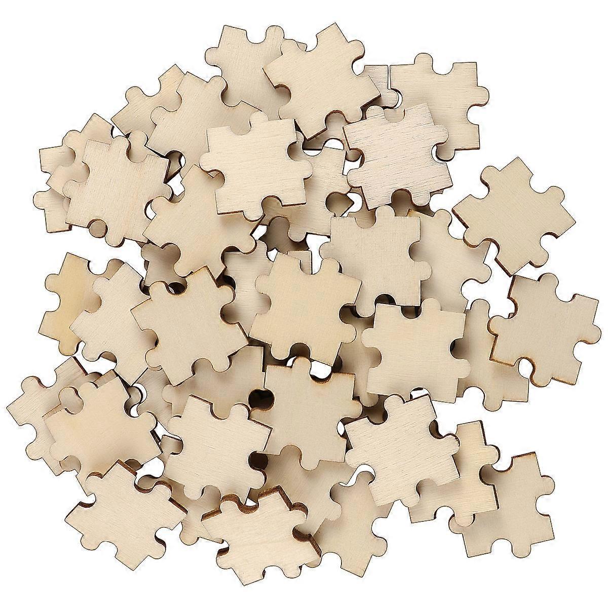 Wooden Puzzle for Hand-Painted Craft Projects 50Pcs Pack