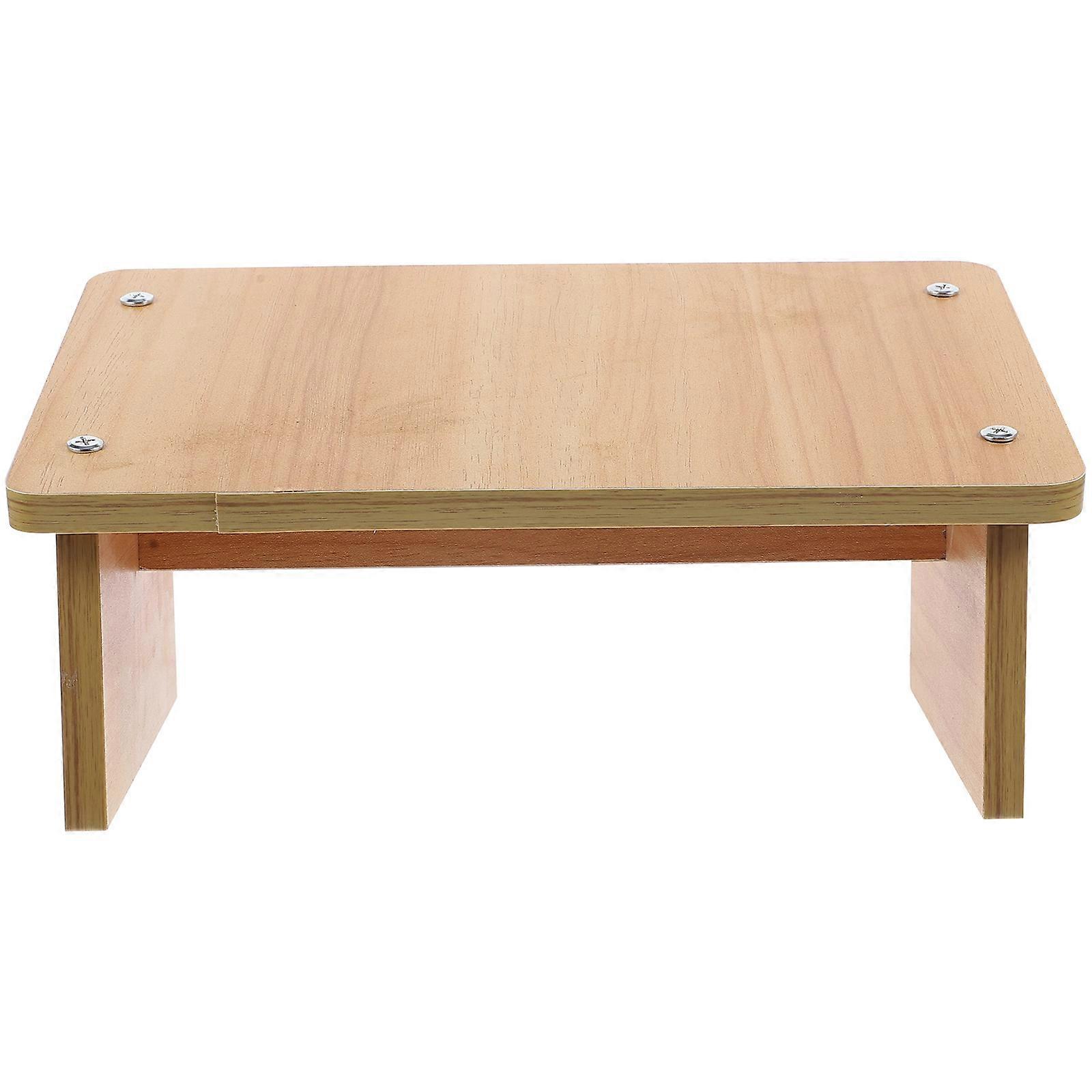 Wooden Foot Stool for Home Use Khaki Color Ensures Comfort and Easy Storage 12.5 x 9.5 x 7 inches