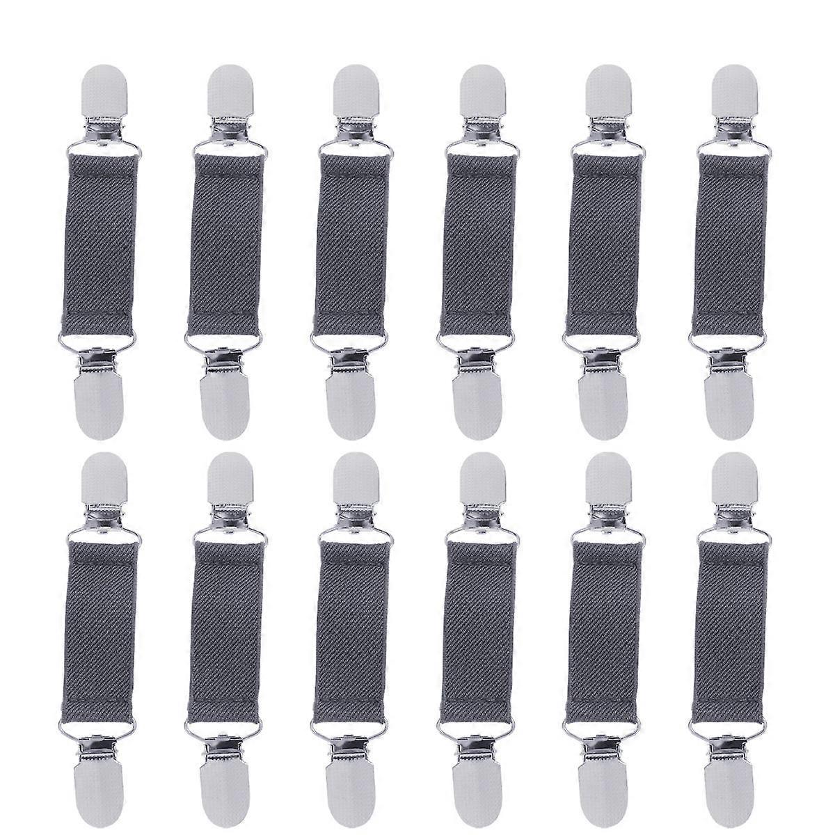 6 Pairs Multi Purpose Fixed Buckles Bed Sheet Anti Slip Fasteners Sofa Cushion Non Slip Clips Elastic Alloy Grippers Light Grey