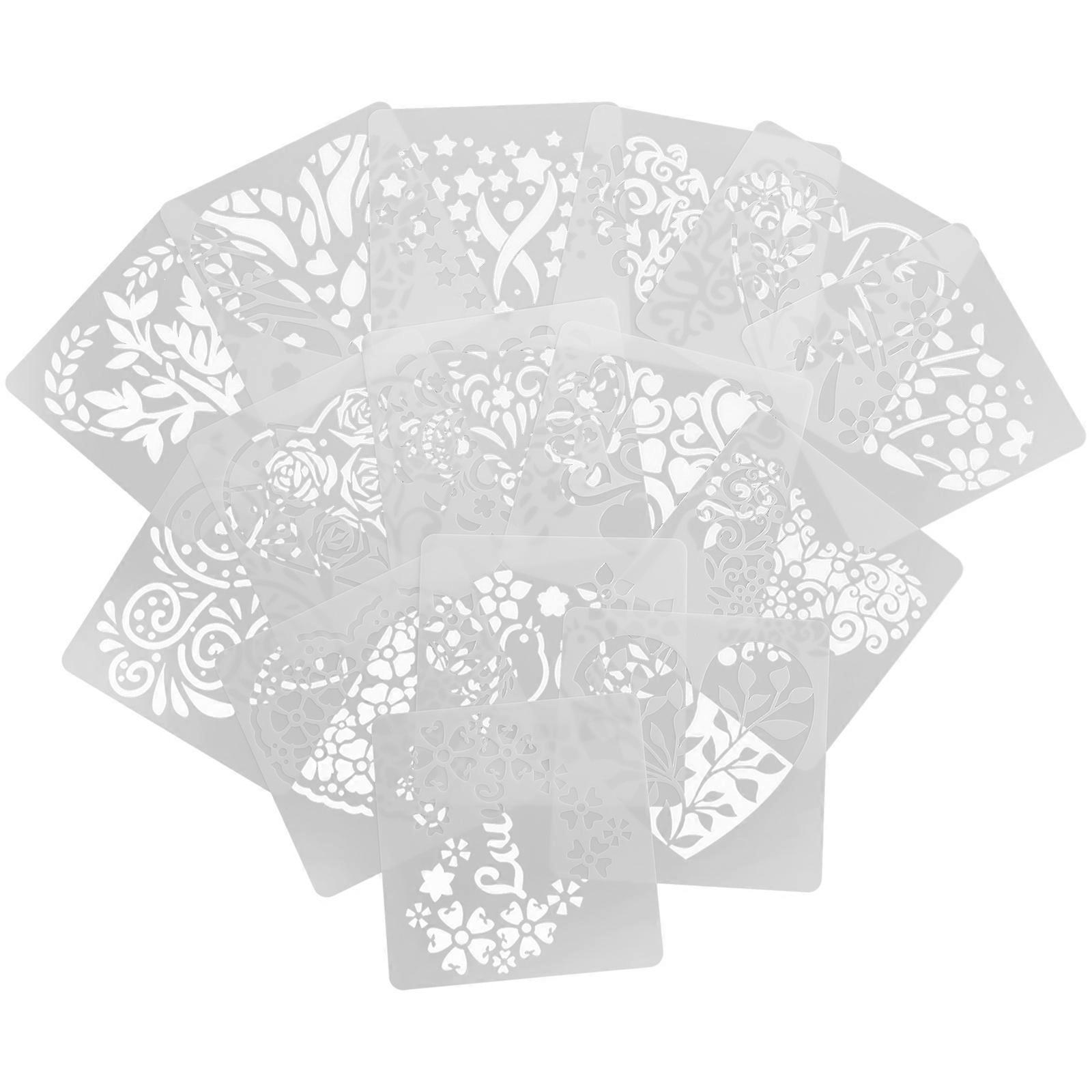 Valentine's Day Stencil Set 15 Sheets Heart Shape Wall Painting Templates DIY Projects Ideal for Couples and Creative Enthusiasts