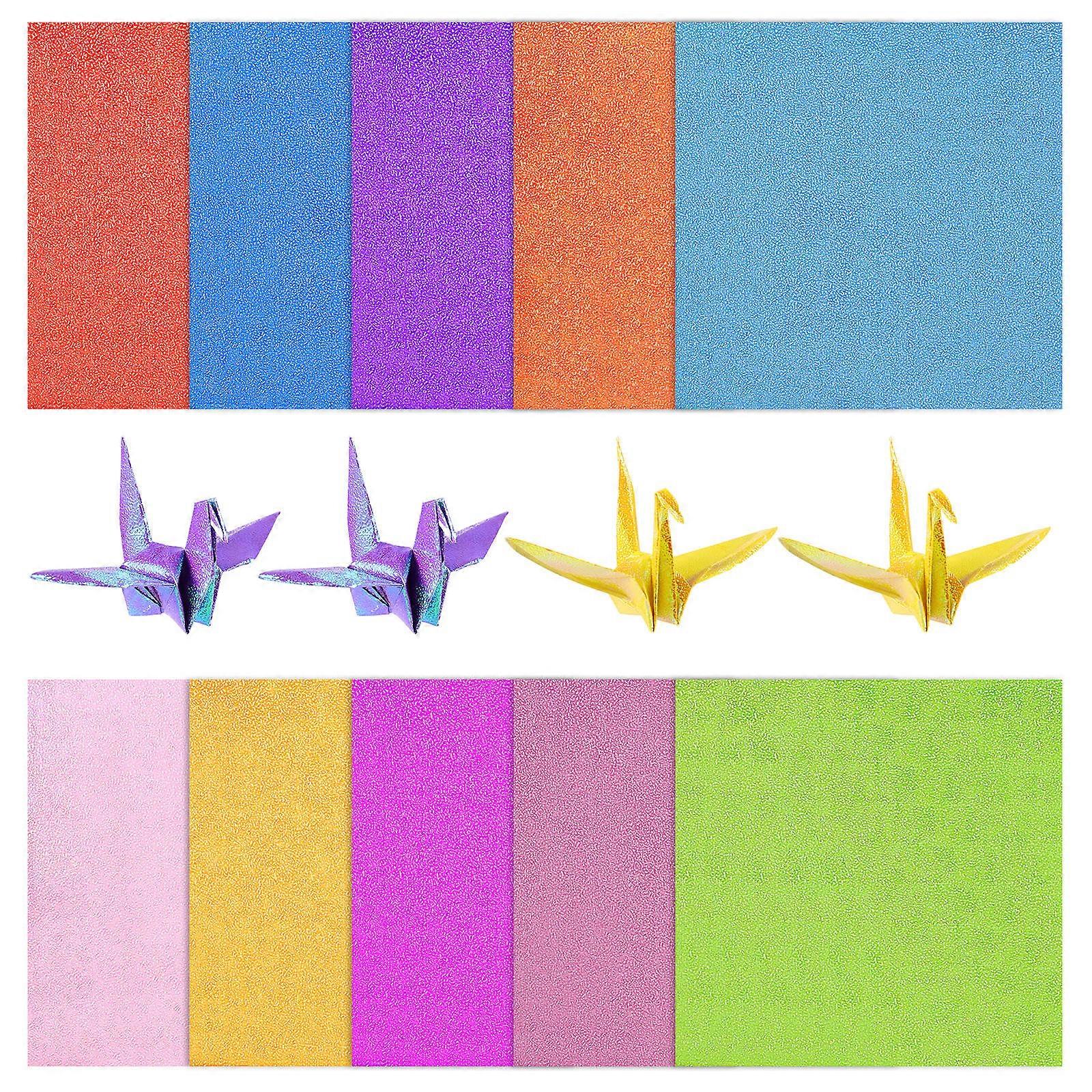 Iridescent Paper Handcraft Paper for Folding with 100Pcs Assorted Color Sheets