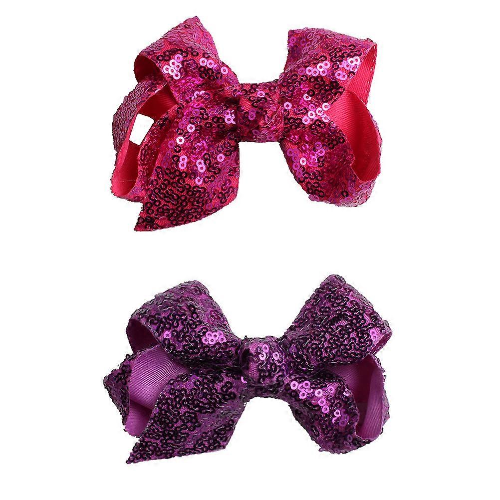 Sequins Hair Bow Clips with Clip for Kids Teens Toddlers 6 Pcs Assorted Color