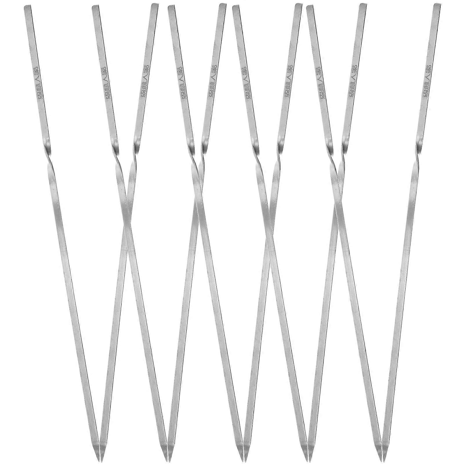 Stainless Steel BBQ Skewers for Grilling with Flat Design Ideal for Outdoor Barbecue Activities 10 Pieces