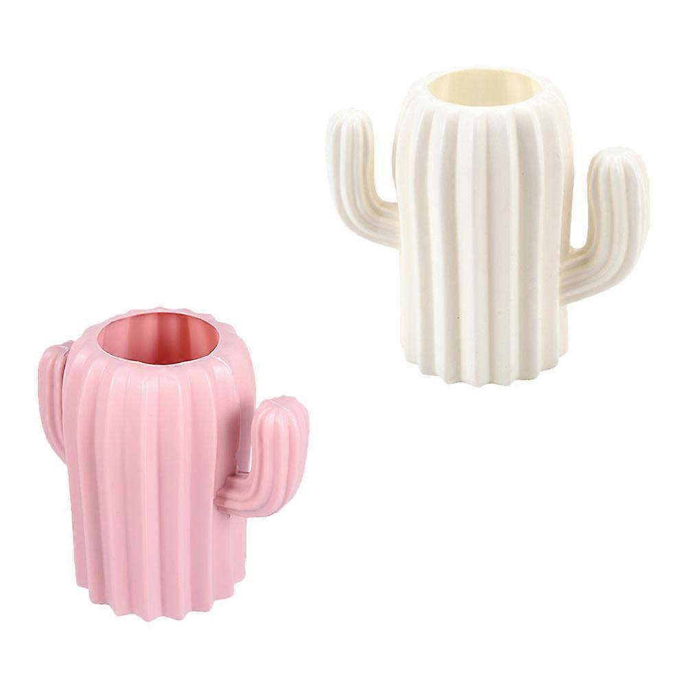 Cactus Desktop Organizer Pen Holder For Home And Office With Minimalist Nordic Style In White Color 2Pcs
