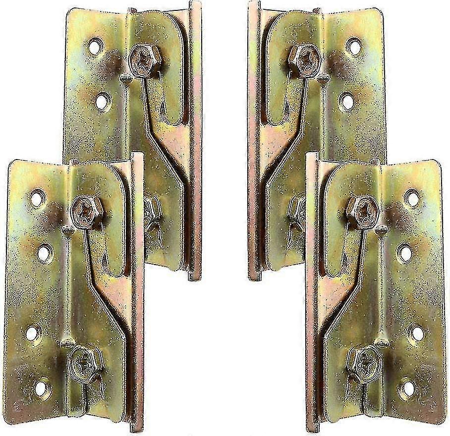 Set Of 4 Heavy Duty Rust Resistant Mortiseless Bed Rail Mounting Brackets With Screws