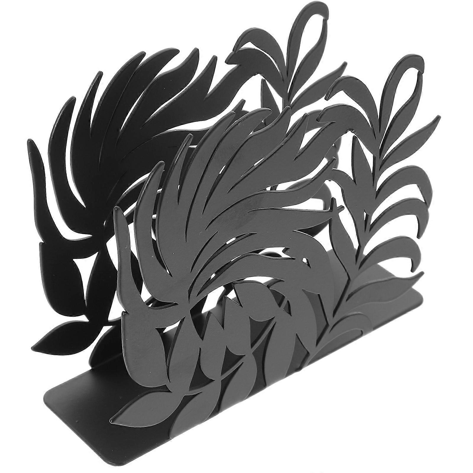 Black Metal Tissue Dispenser For Kitchen And Cafe Use With Leaf Pattern Style Elegant Appearance 1Pack