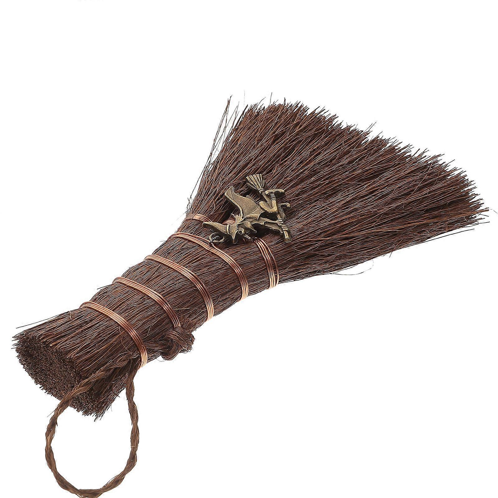 Halloween Witch Broom Charm Pendant Miniature Car Hanging Decoration for DIY Crafts, Home Decor & Party Use Realistic Straw Broom Accessory