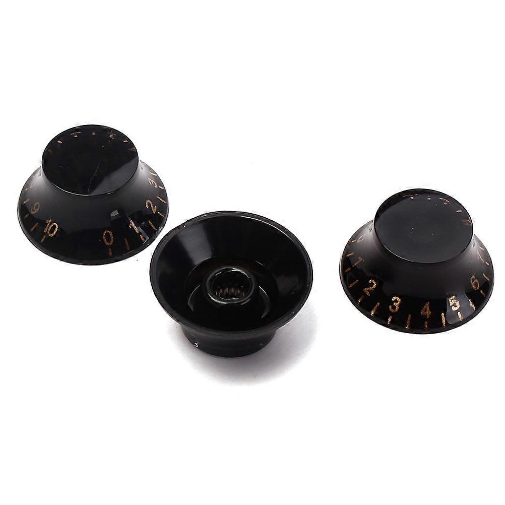 Guitar Knobs 3Pcs Set Round Volume Tone Control Knobs For Electric Guitar Parts Replacement Black