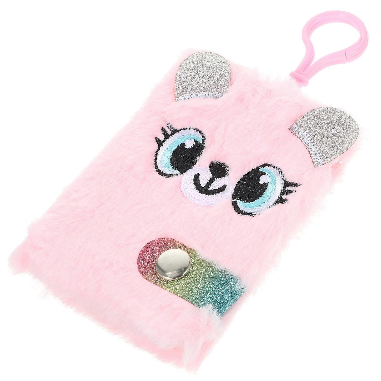 Furry Notebook Mini Adorable Hanging Design For Students Daily Use Pink 1Pack