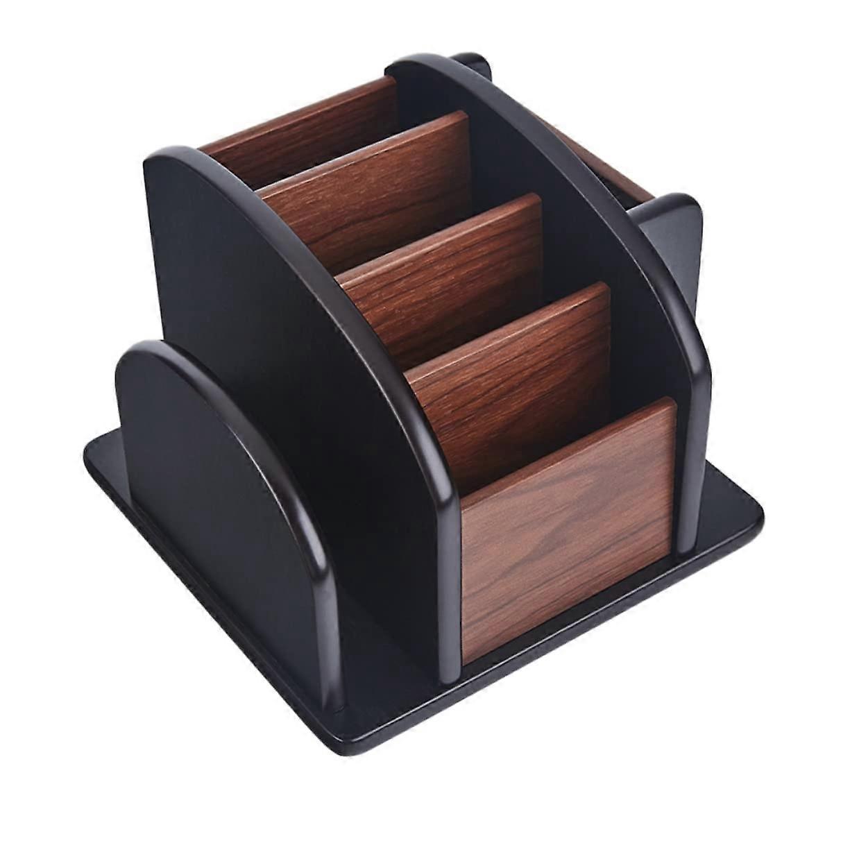 Wooden Stationery Organiser Table Remote Control Holder for Pens and Pencils - Desk Organizer with Multiple Compartments