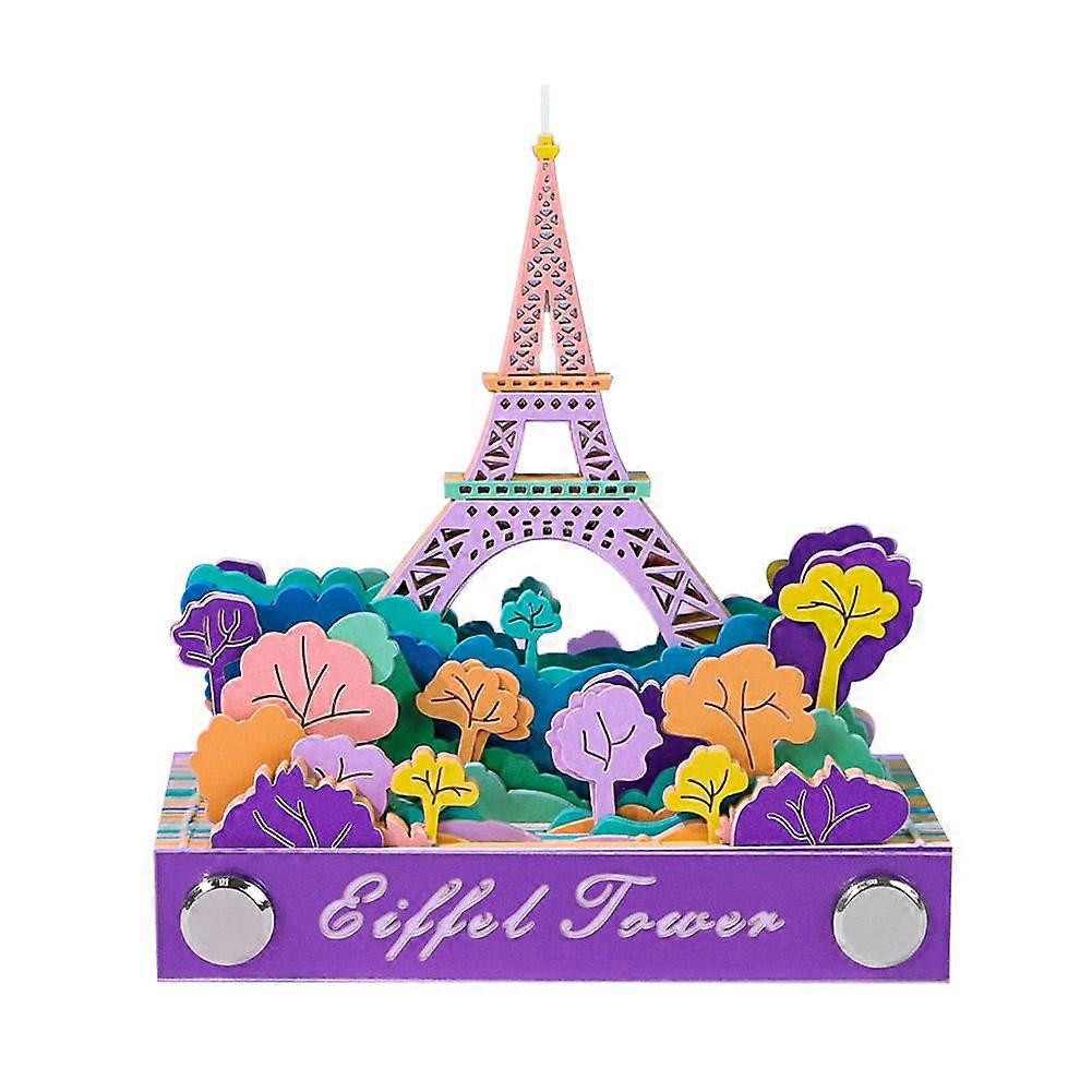 3D Iron Tower Memo Pad Art Bookmark Desktop Decor Multi Layer Paper Model
