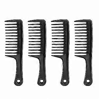 4-Pack Wide Tooth Comb with Round Handle, Anti-Static Detangling Hair Styling Tool for Coarse Hair
