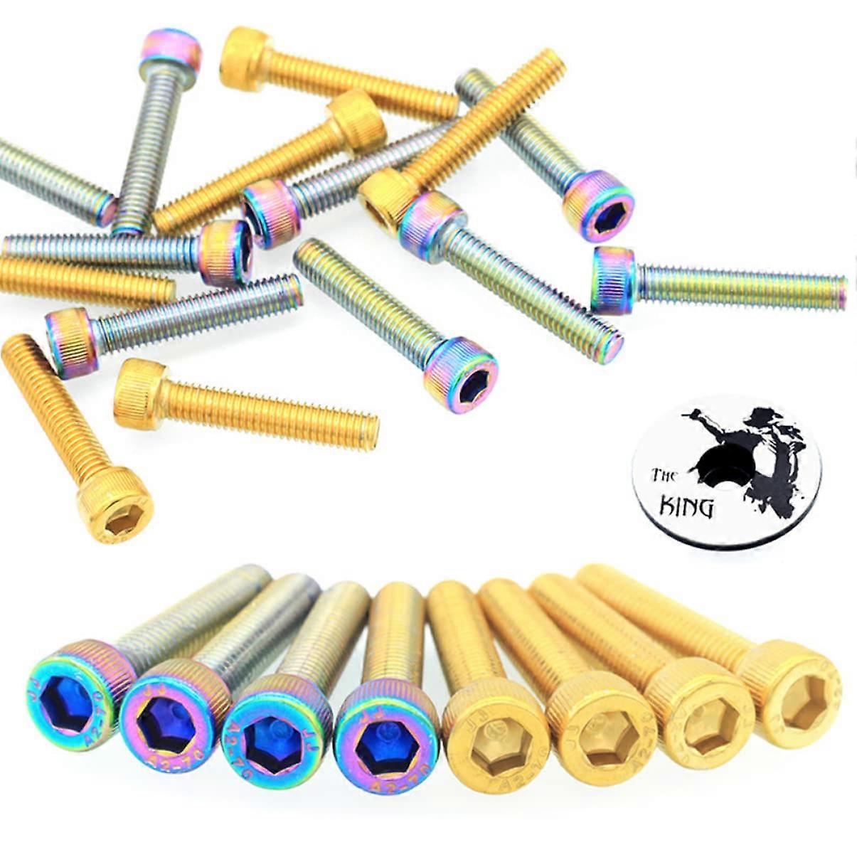 Road Bike Bicycle Screws Set - 4 Pieces MTB Rotor Screws, Rustproof Headset Screw for Mountain Bike Bicycles, Golden 3x1CM
