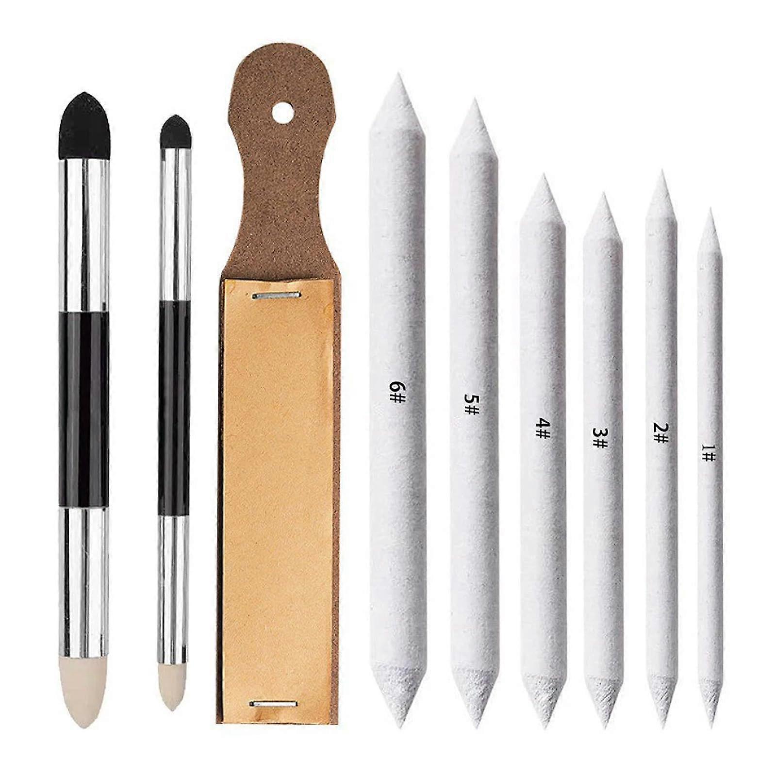 9 Pcs Sketch Drawing Tools, Blending Stumps and Tortillions with Sponge and Sharpener