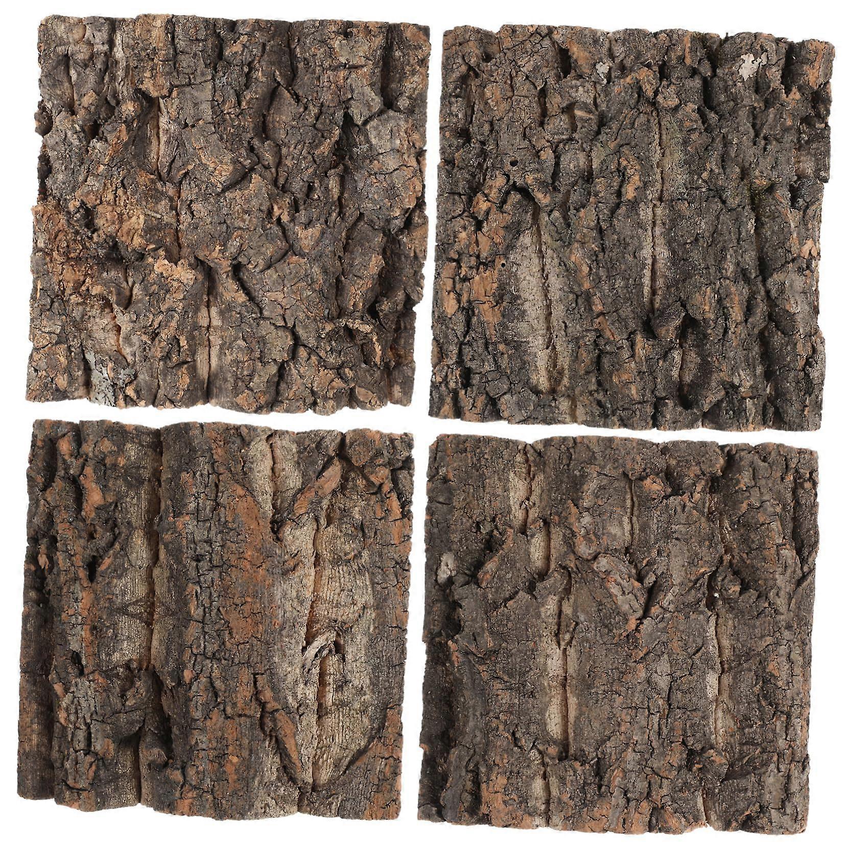 Cork Bark Aquarium Decor - 4 Pcs Realistic Terrarium Background for Reptiles, Frogs, Lizards, and Fish Tanks