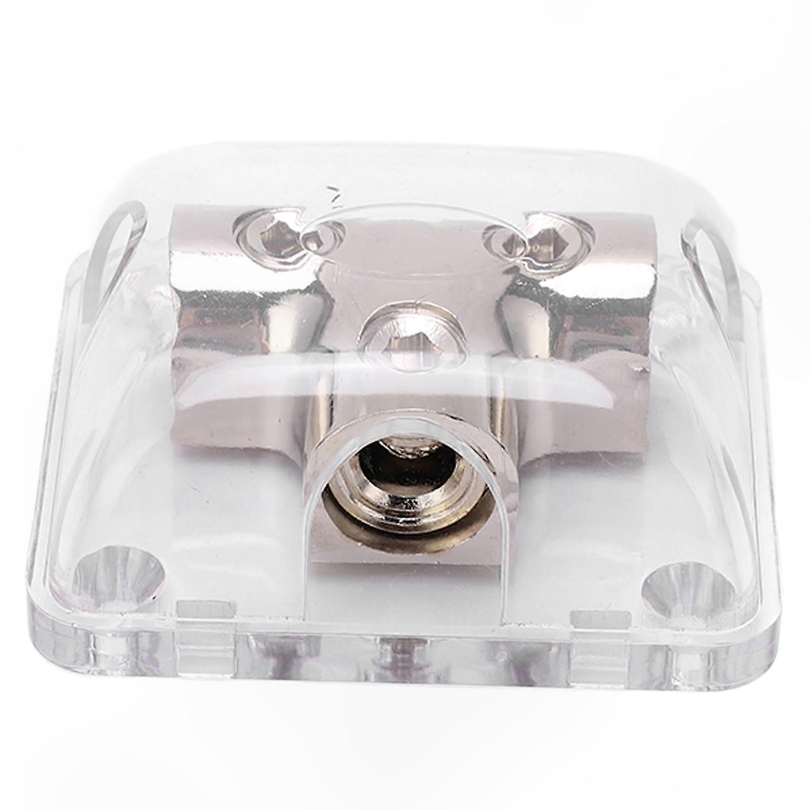 2-Way Power Distribution Block 0GA Zinc Alloy Chrome Plated for Car Stereo Amp Connection Splitter Terminal