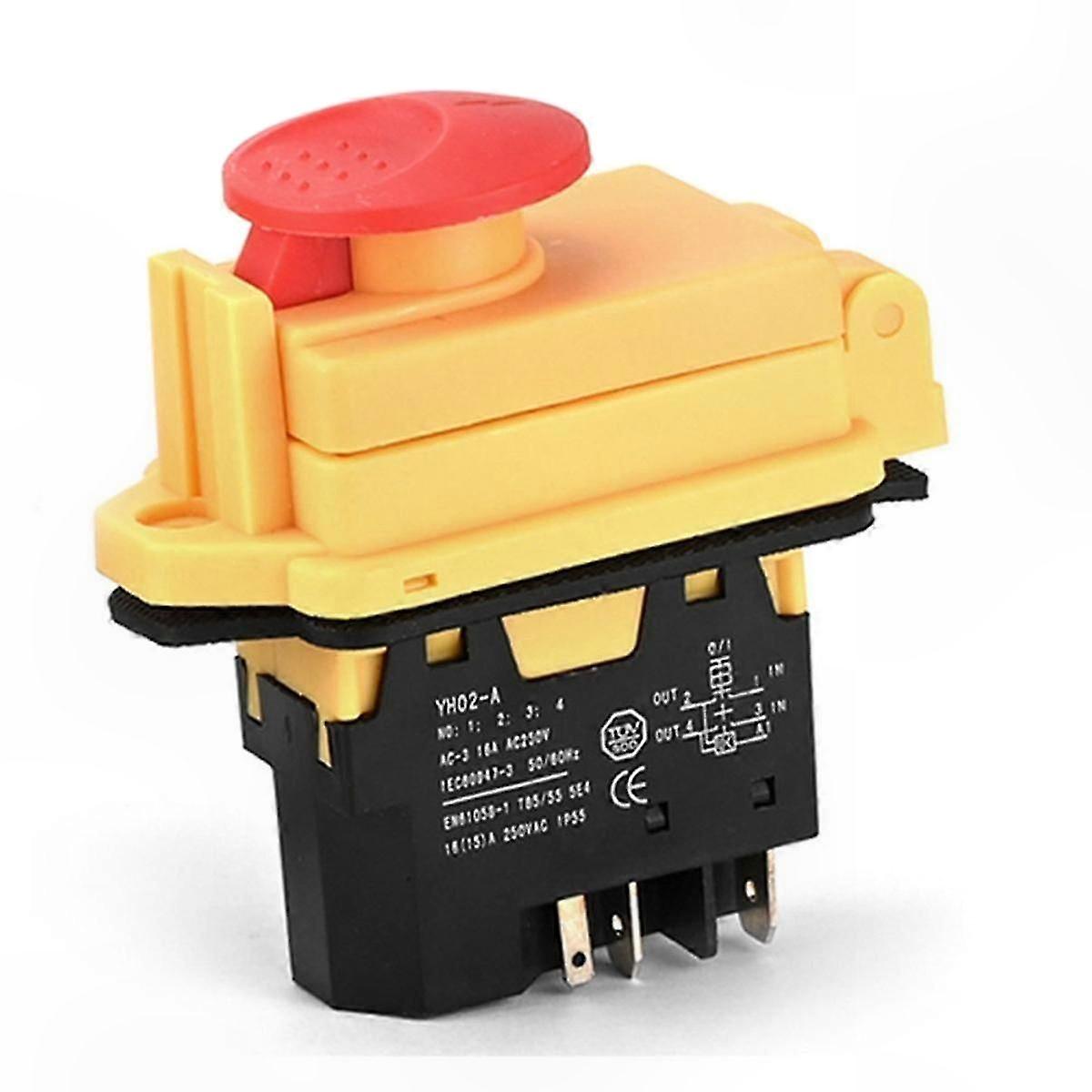 5-Pin Electromagnetic Switch 250V 16A Waterproof Push Button for Machine Tool Equipment Starting Control