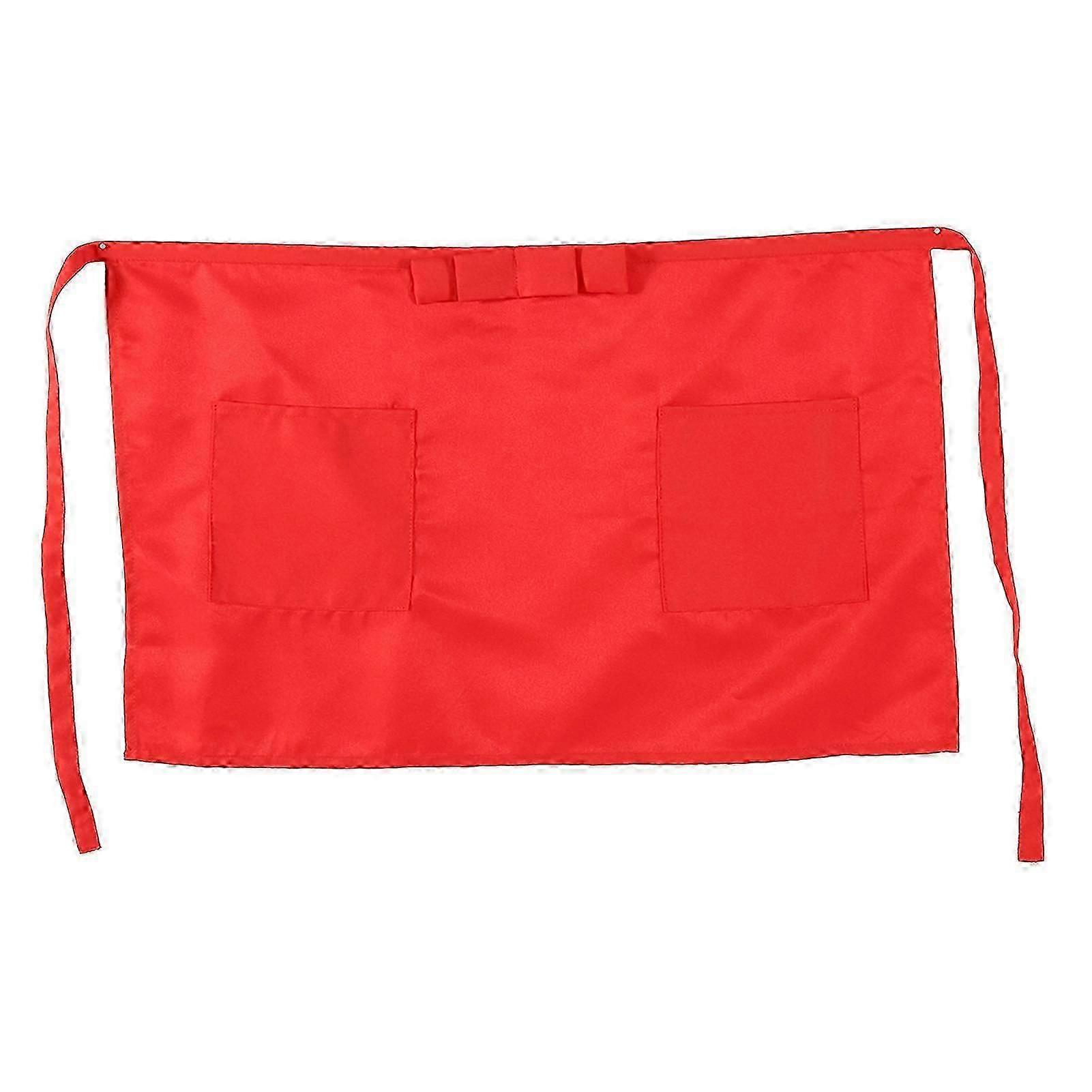 Solid Color Kitchen Half Waist Apron with Bowknot and Pockets 2025