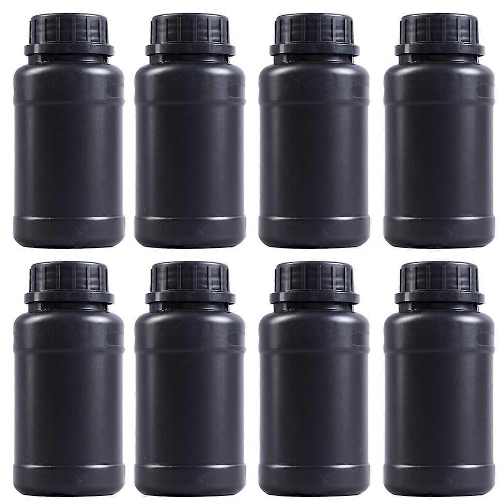 زجاجة بلاستيكية مع غطاء زجاجات هندسية تخزين كيميائي أسود مقاوم للضغط العالي 8 قطع