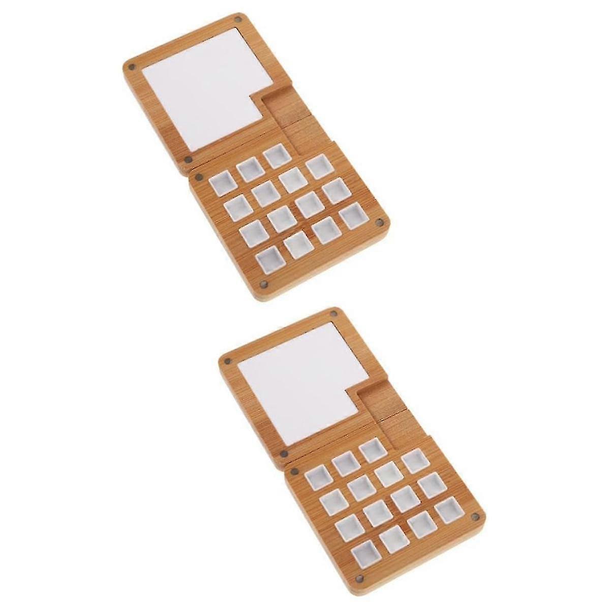 Paint Box Wooden Palette with 2pcs Box & Mini Watercolor Palette for DIY Pigment Case Art Supply Kit