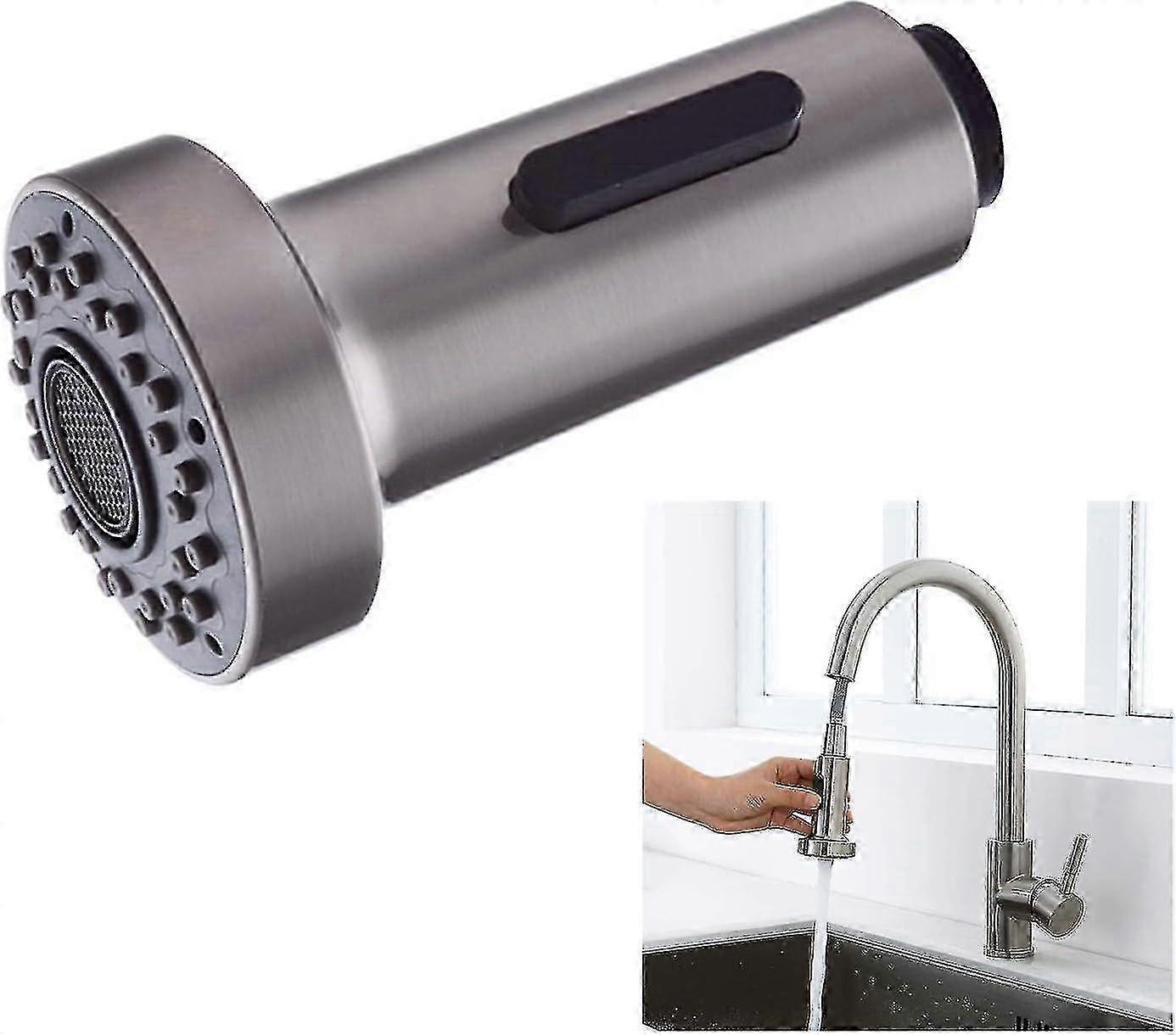 2 Modes Spray Head Kitchen Faucet Replacement Hand Shower Universal G1/2 for Retractable Mixer Brushed Nickel