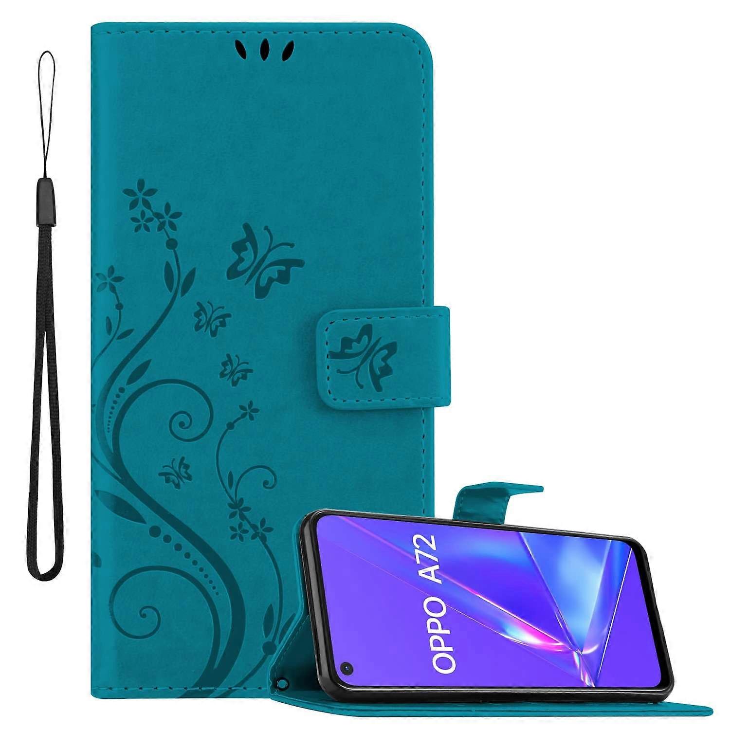 Oppo A72保護ケース - 花柄とカードスロット付き