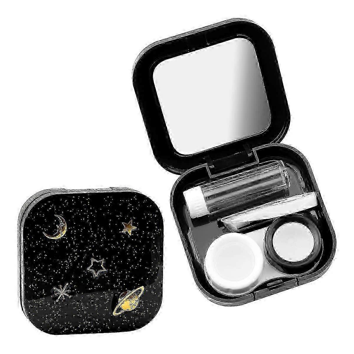 Starry Shiny Portable Travel Contact Lens Case with Mirror for Easy Storage