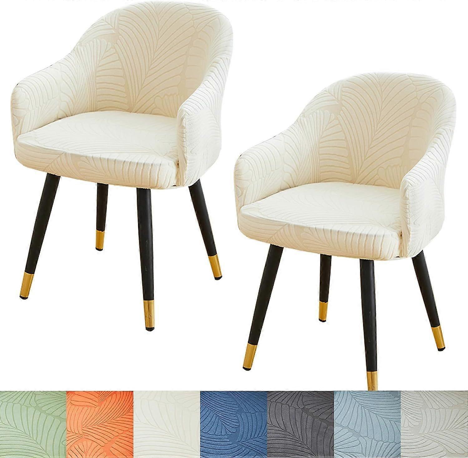 Curved Back Dining Chair Covers with Armrest, Stretch Accent Dining Room Chairs