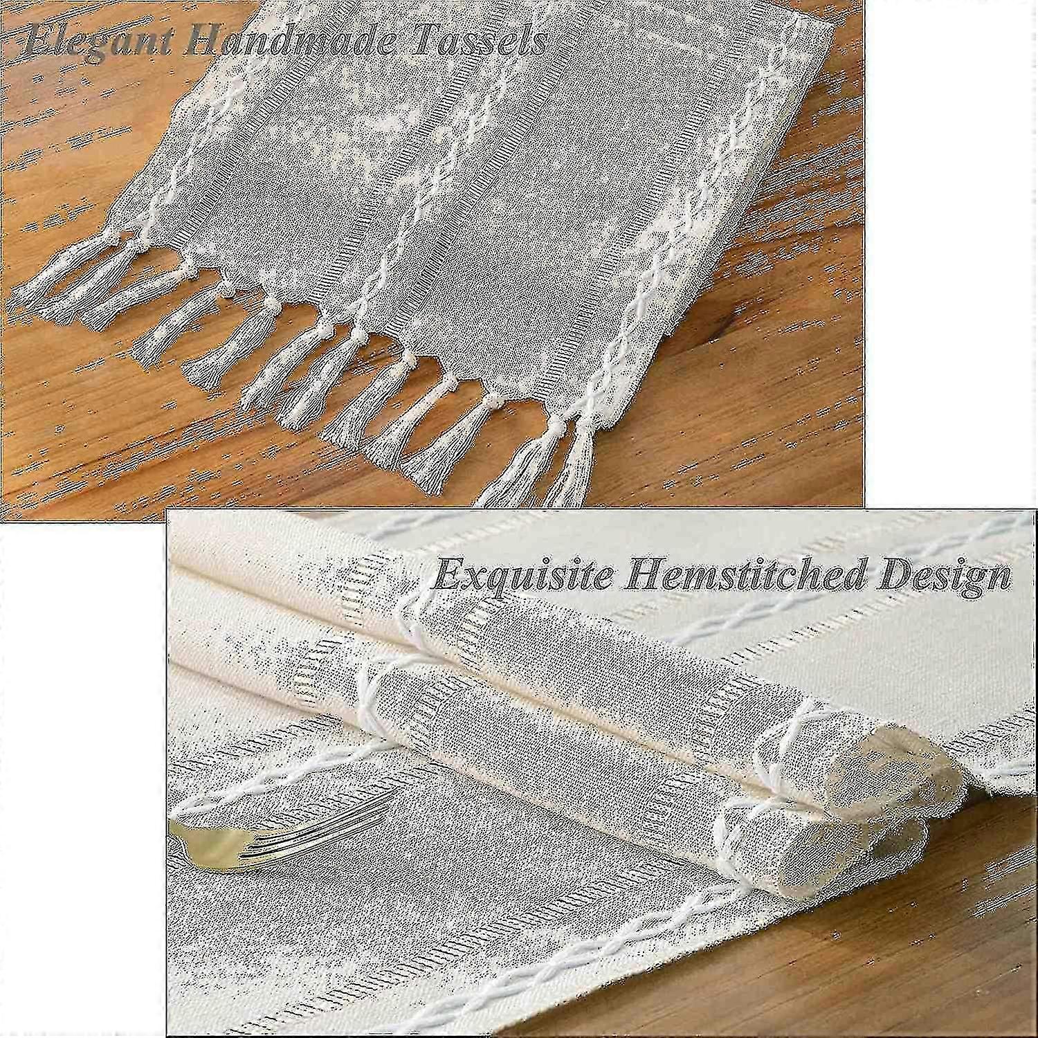 Kryp chemin de table rustique à ourlets, chemins de table de ferme en lin 7...