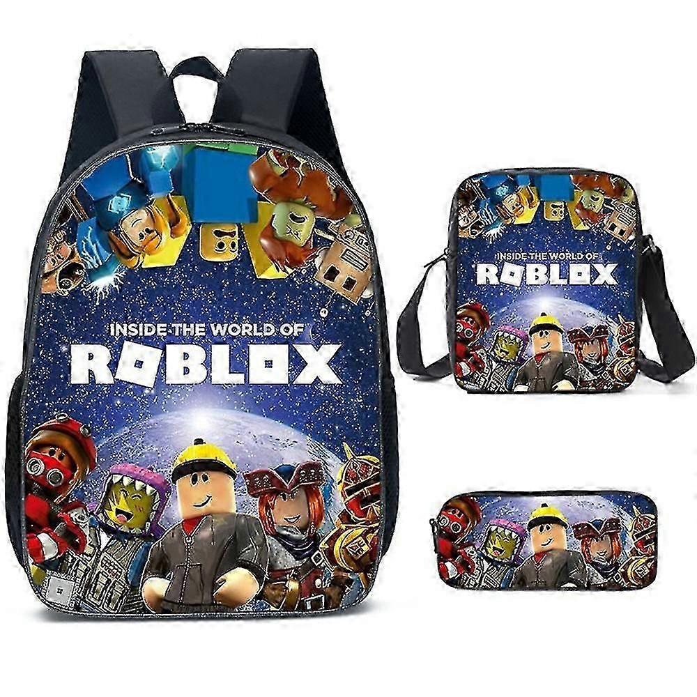 3pcs/set Roblox 3D Print Backpack Student Book School Shoulder Bag Travel Rucksack Pencil Case Παιδικό δώρο