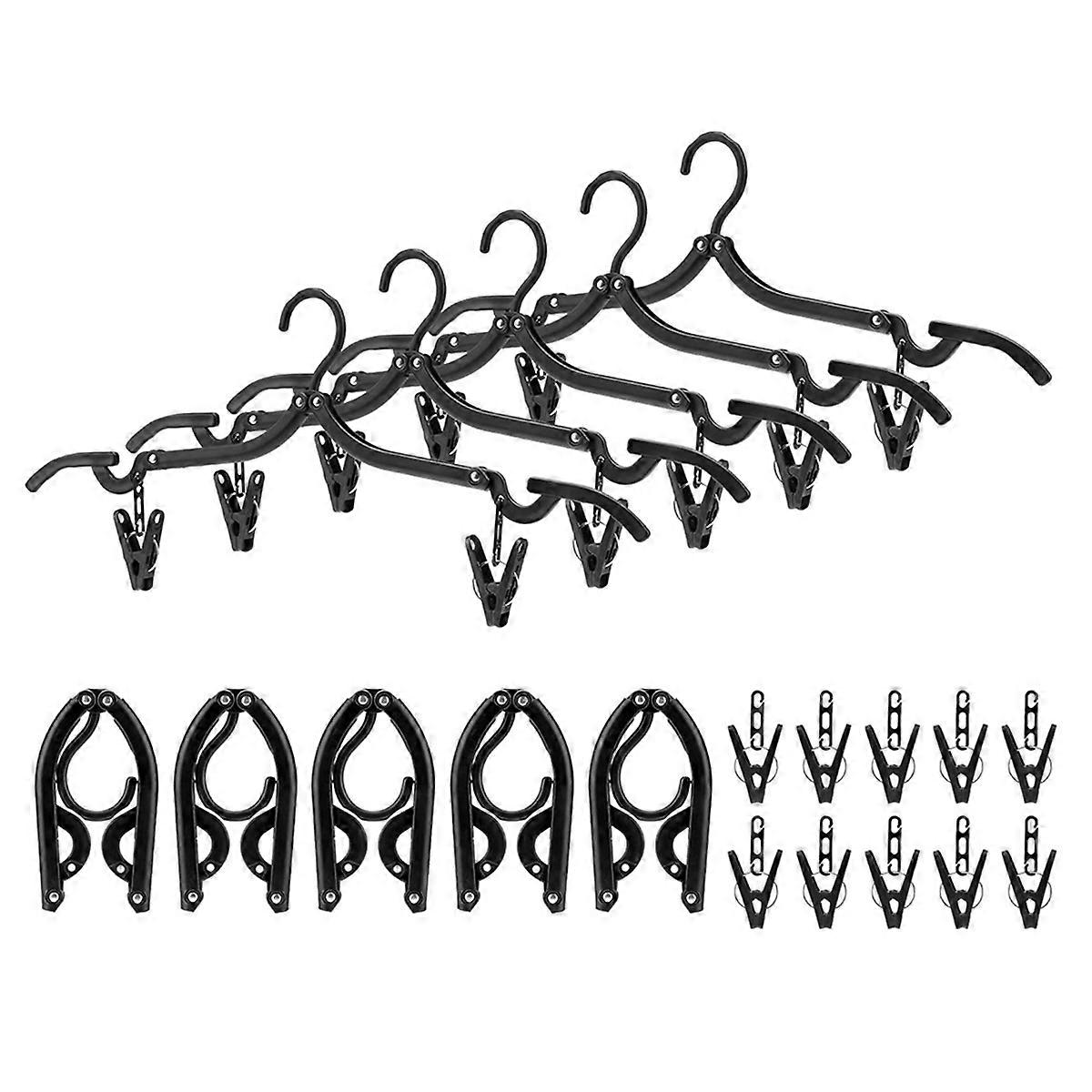 1Set Foldable Travel Hangers 10 Pcs with 20 Clips Portable Hangers Foldable Hanger Plastic,Travel Must Haves
