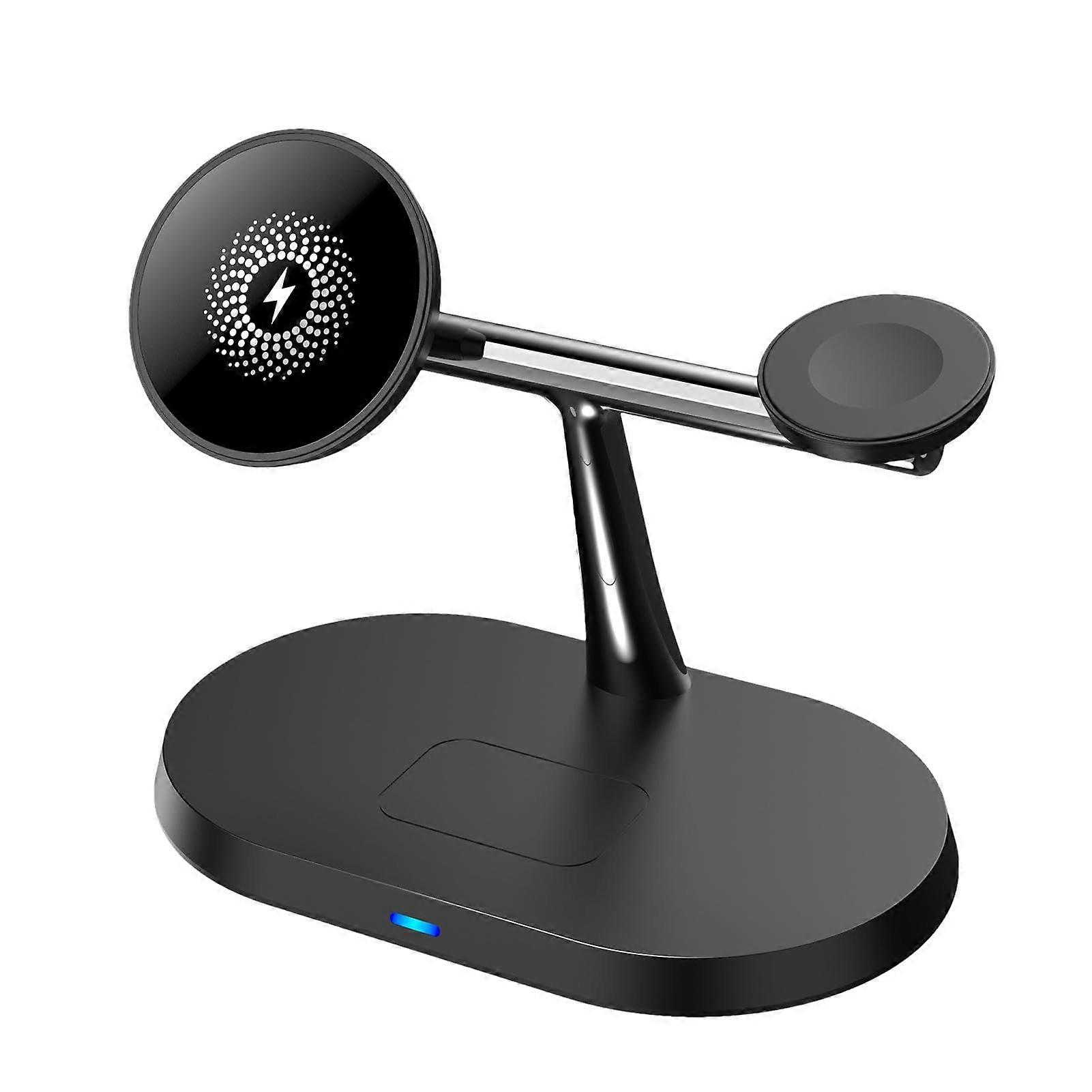 Wireless Charger Stand 15W Magnetic Wireless Charging Stand for Desktop Phone Holder, Compatible with iPhone and Android