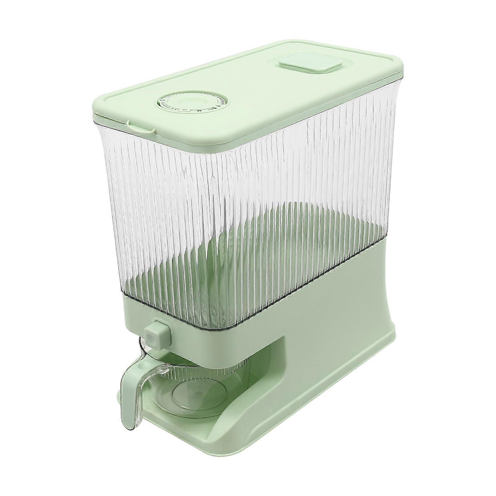 Cereal Dispenser 10Kg Capacity Rice Storage Container Visible Barrel Grain And Dry Fruit Organizer Green