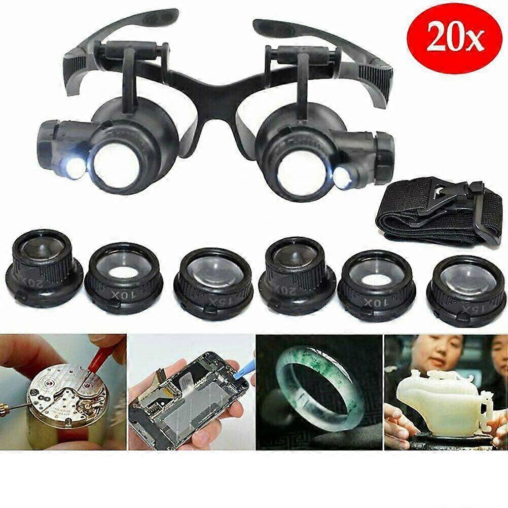 25X 8 Lens Magnifier Head Mount Magnifying Glass Hands Free Magnifier with Light